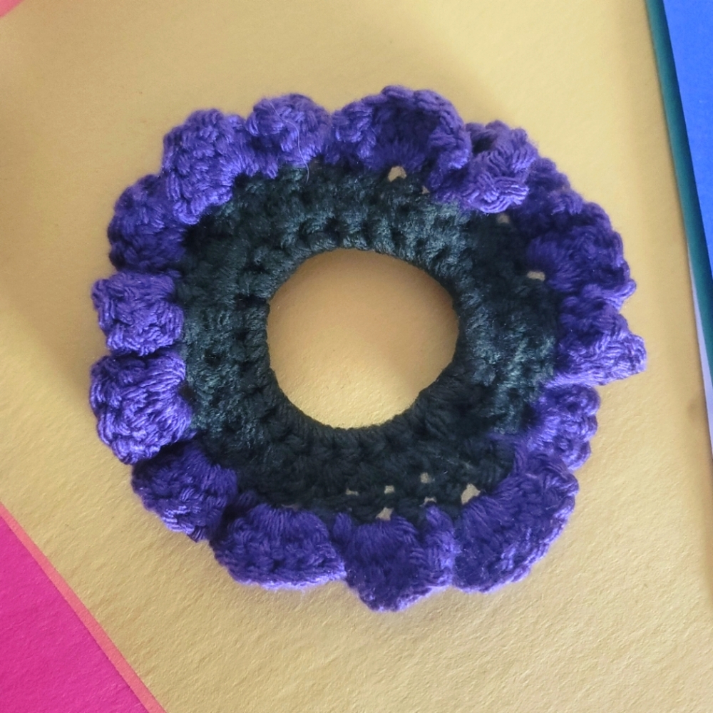 Handmade Purple Crochet Scrunchie